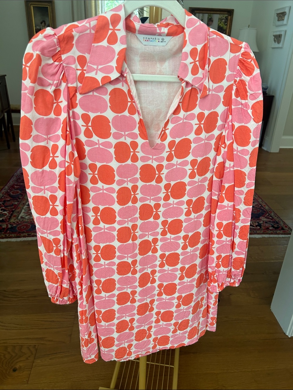 Comfortable Pink & Orange Printed Mini Dress by Compania Fantastica